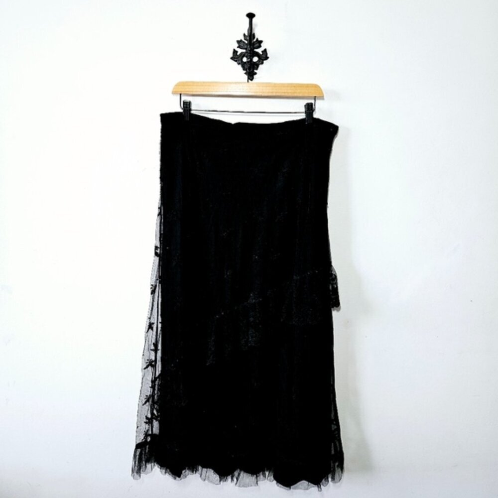 Vintage 90s April Cornell Sheer Layered Ruffle Skirt XL Whimsigoth Fairycore